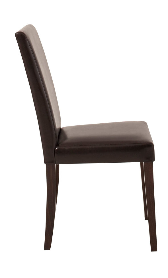 Set 2 scaune Lucca din piele ecologica maro inchis cu picioare din lemn - LunaHome.ro