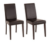 Set 2 scaune Lucca din piele ecologica maro inchis cu picioare din lemn - LunaHome.ro