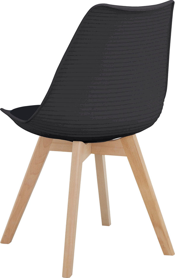 Set 2 scaune »Caihleen« cu pernă fixă neagra, cadru din fag masiv - LunaHome.ro
