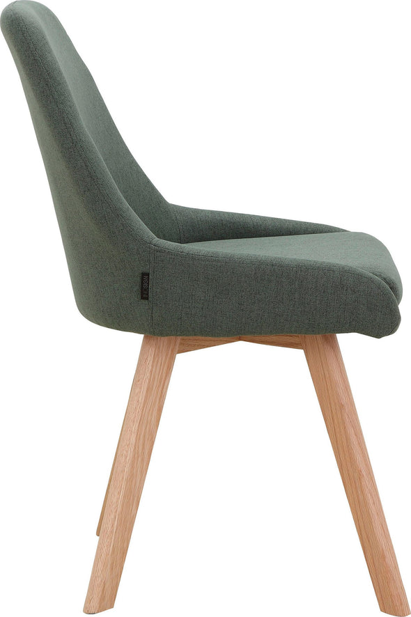 Set 2 scaune »Dilla« husă verde inchis, ușor de întreținut, cadru picior din stejar masiv - LunaHome.ro