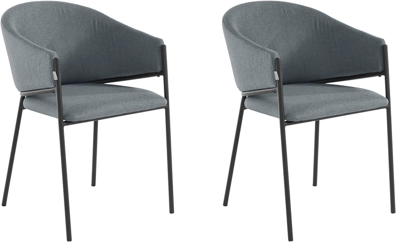 Set 2 scaune »Jorun« cu tapiterie gri si picioare metalice negre - LunaHome.ro