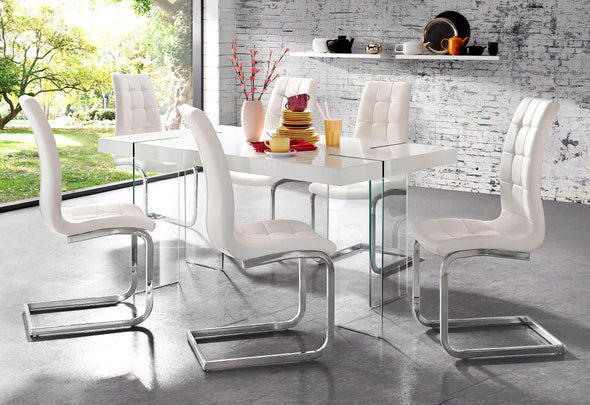 Set 2 scaune »Lola« cu husa din piele artificiala si cadru metalic cromat - LunaHome.ro