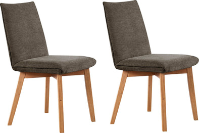 Set 2 scaune »London« cu tapiterie maro si cadru din lemn masiv de stejar - LunaHome.ro
