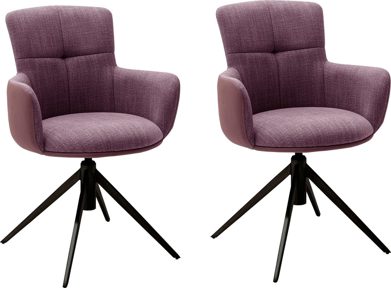 Set 2 scaune rotative Mecana merlot, tapitate, cu picioare metalice - LunaHome.ro