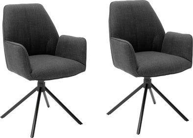Set 2 scaune rotative Pemba antracit cu cadru metalic - LunaHome.ro
