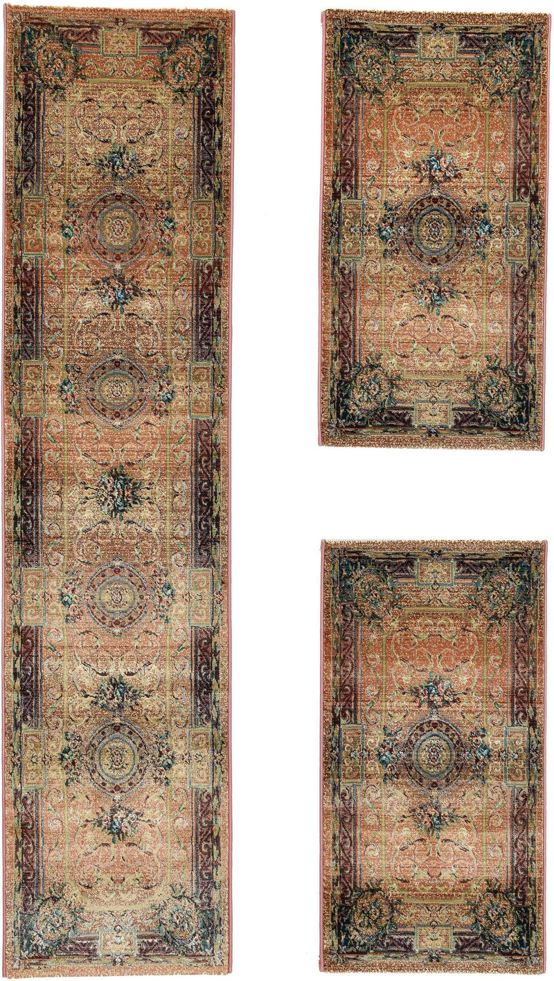 Set 3 covoare Gabiro 856 THEKO cu model oriental, fire scurte - LunaHome.ro