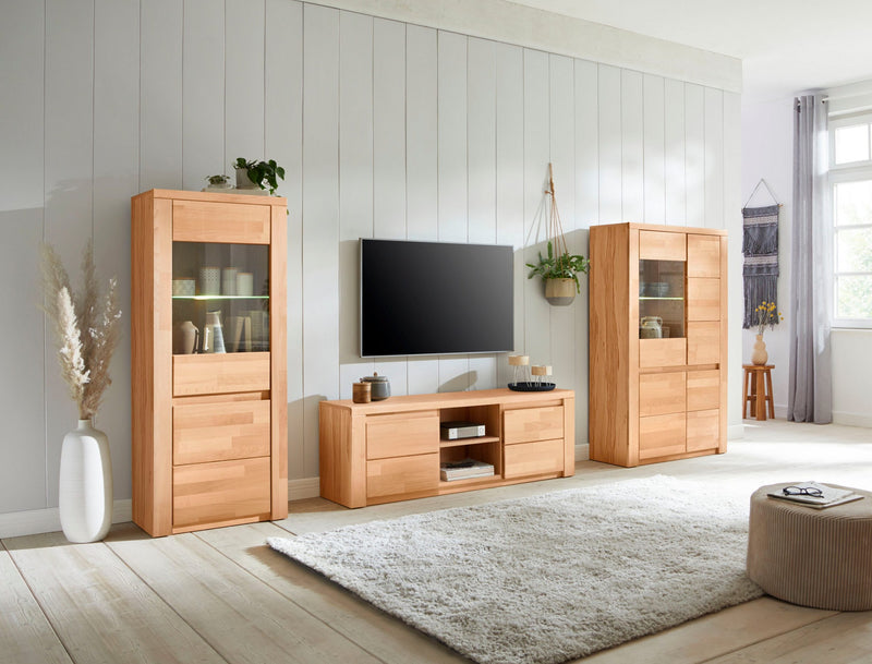 Set 3 piese pentru living Burani cu fronturi din lemn de fag 290 cm latime - LunaHome.ro