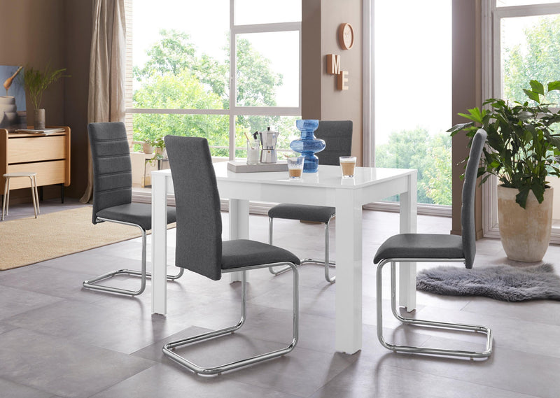 Set 4 scaune Doris antracit cu tapiterie textila si picioare metalice - LunaHome.ro