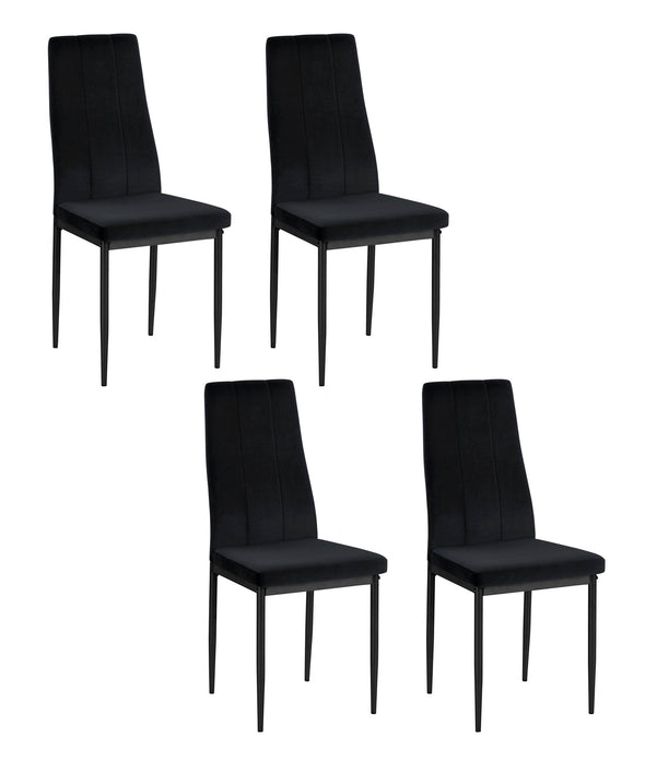 Set 4 scaune »Remus« din catifea neagra cu  picioare din metal negru - LunaHome.ro