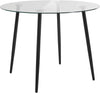 Set masă rotundă din sticlă, 100 cm și 4 scaune cu husă din catifea - LunaHome.ro