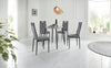 Set masă rotundă din sticlă, 100 cm și 4 scaune cu husă din catifea - LunaHome.ro