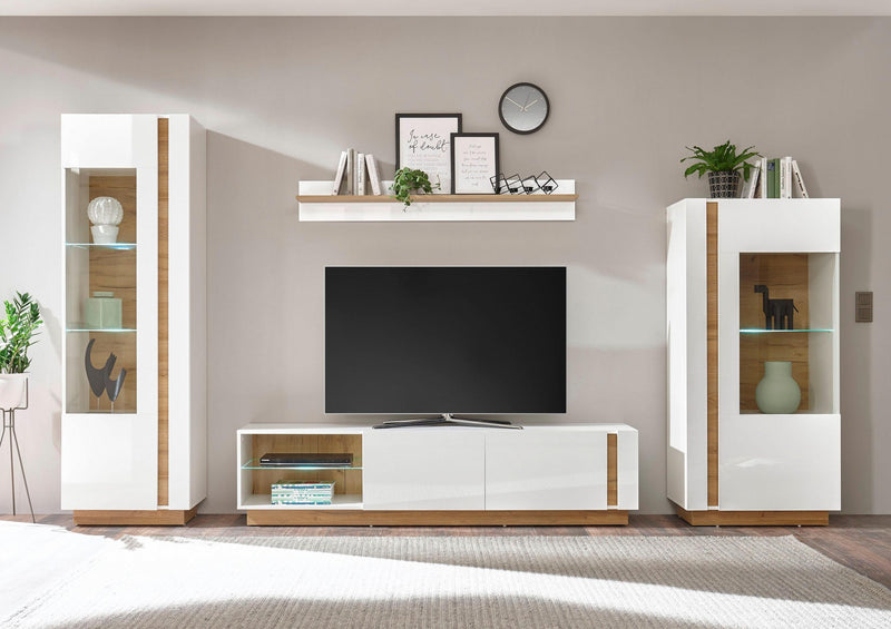 Set pentru living »CLAiR Kombi 22« 4 piese, alb lucios cu design modern - LunaHome.ro