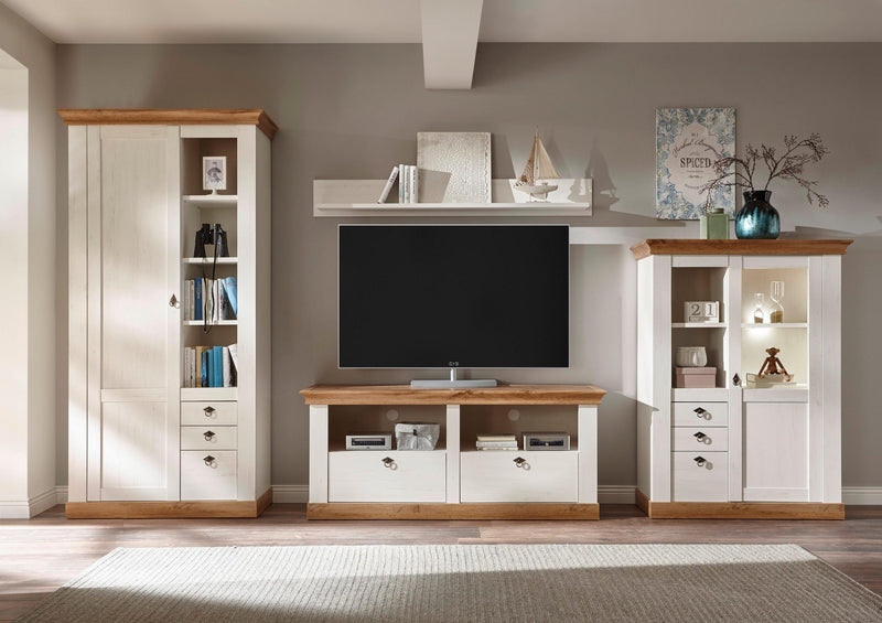 Set pentru living »Cremona«, 4 piese, cu aspect de lemn alb si stejar - LunaHome.ro