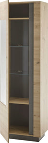 Vitrina »CLAiR« culoare stejar cu design modern, inaltime 154 cm - LunaHome.ro