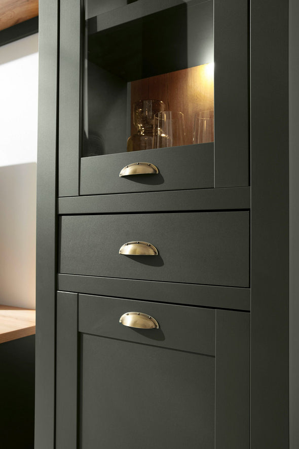 Vitrina »Cambridge« cu design elegant verde inchis, 68 cm latime - LunaHome.ro