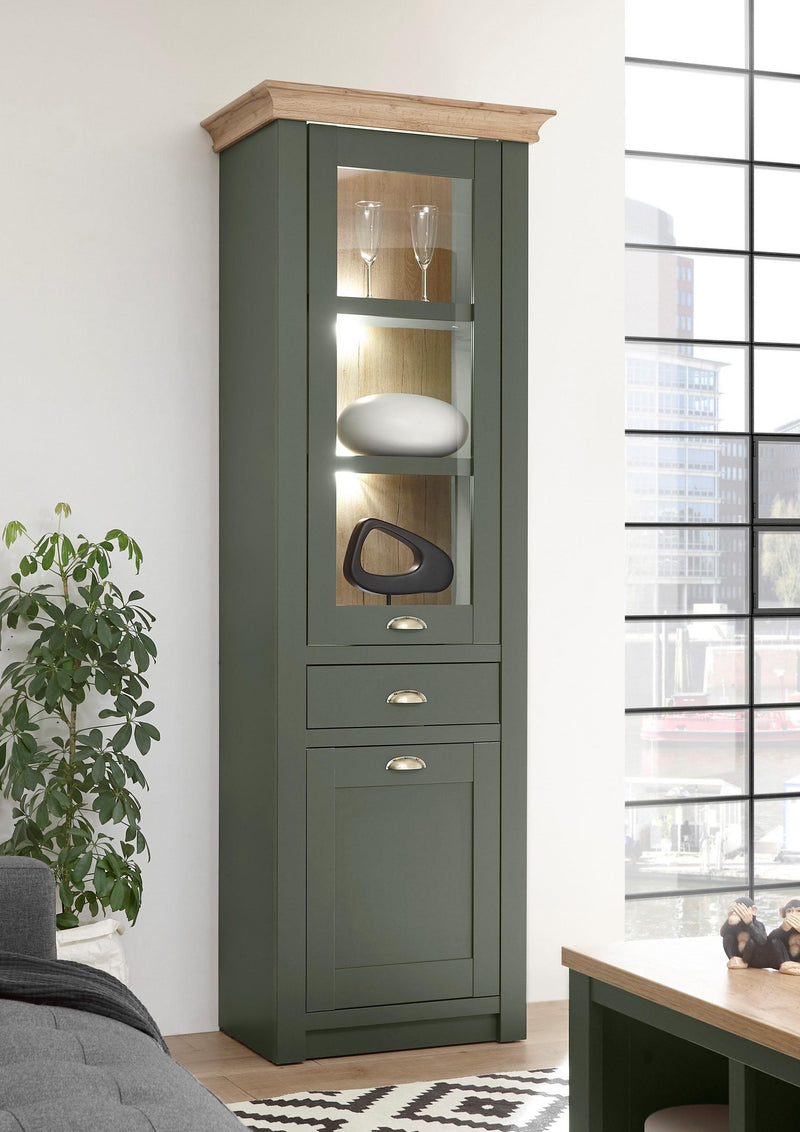 Vitrina »Cambridge« cu design elegant verde inchis, 68 cm latime - LunaHome.ro