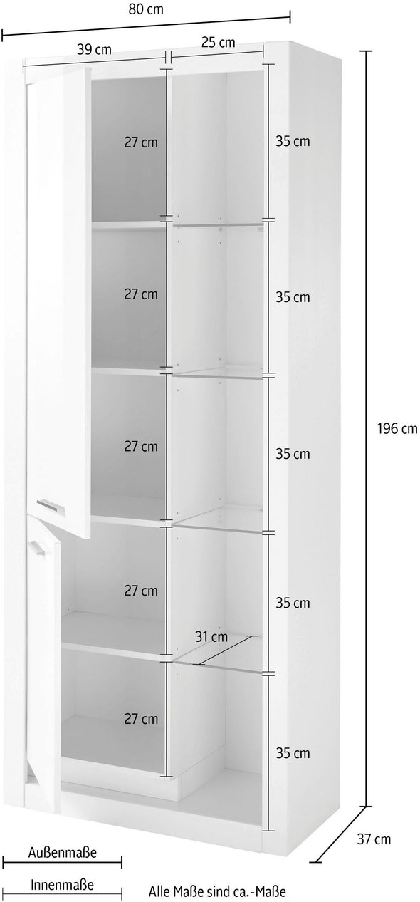 Vitrina »MERAN« într-un design modern alba, 80 cm latime - LunaHome.ro