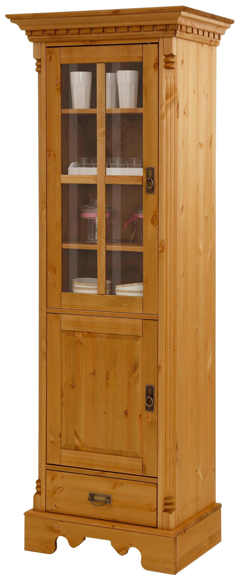 Vitrina »Milan« din lemn masiv de pin, natur, inălțime 199 cm - LunaHome.ro