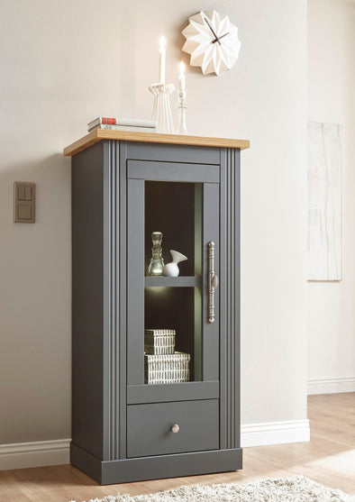 Vitrina »Westminster« gri inchis din MDF, 58 cm latime - LunaHome.ro