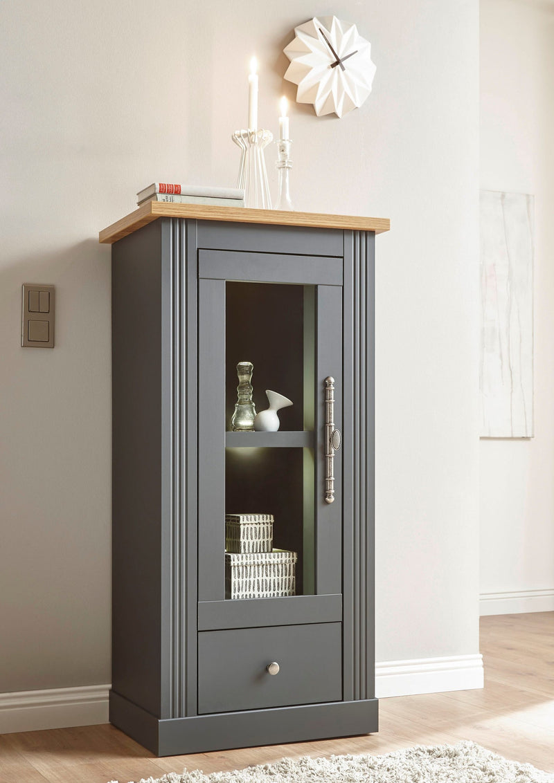 Vitrina »Westminster« gri inchis din MDF, 58 cm latime - LunaHome.ro