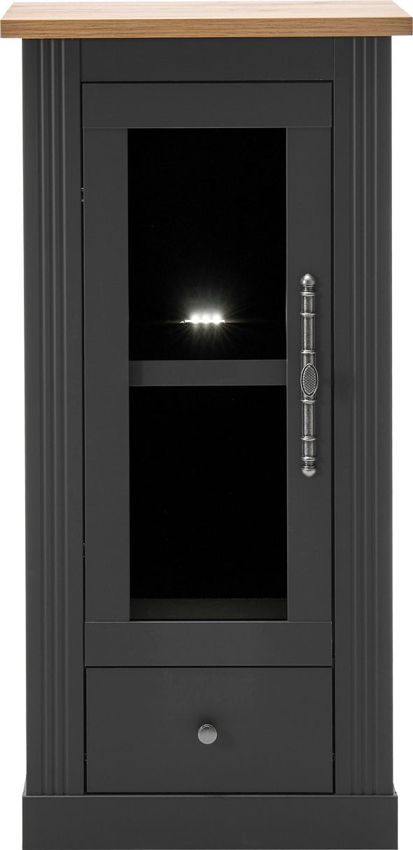 Vitrina »Westminster« gri inchis din MDF, 58 cm latime - LunaHome.ro
