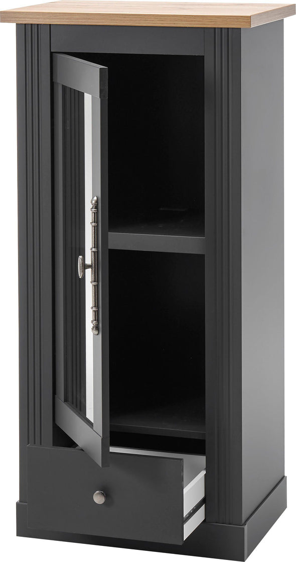 Vitrina »Westminster« gri inchis din MDF, 58 cm latime - LunaHome.ro