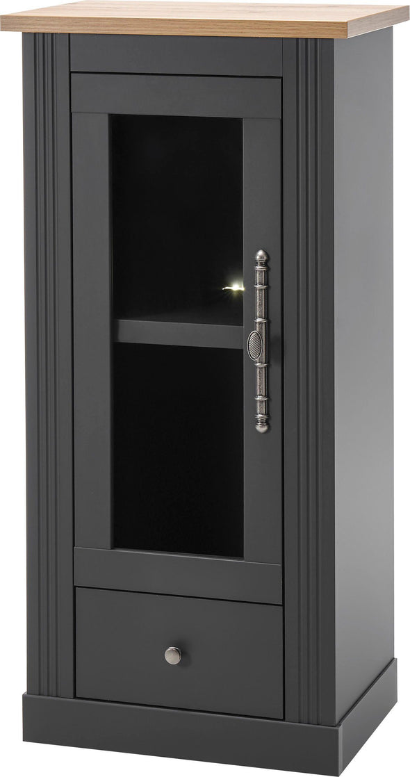 Vitrina »Westminster« gri inchis din MDF, 58 cm latime - LunaHome.ro