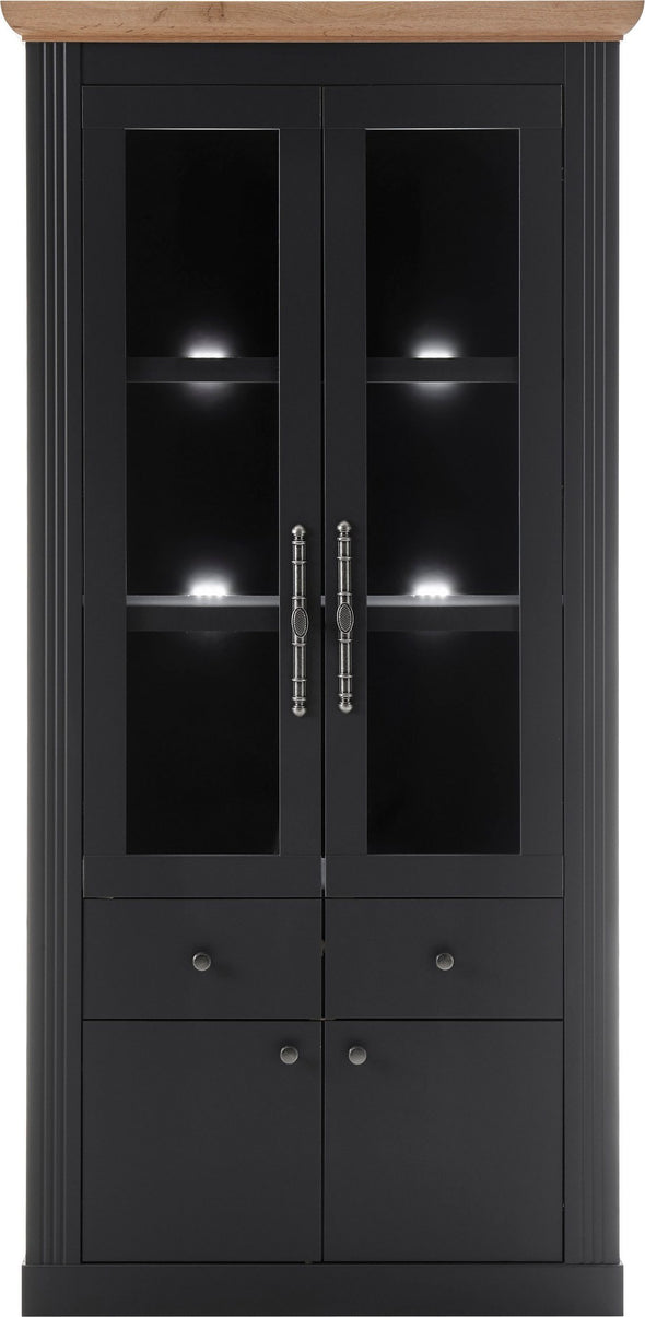 Vitrina »Westminster« gri inchis din MDF, 97 cm latime - LunaHome.ro