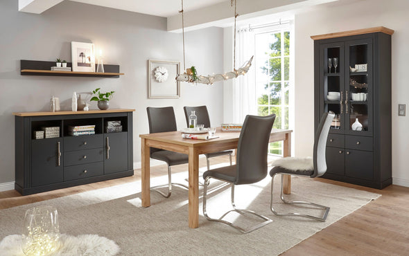 Vitrina »Westminster« gri inchis din MDF, 97 cm latime - LunaHome.ro
