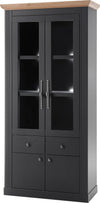 Vitrina »Westminster« gri inchis din MDF, 97 cm latime - LunaHome.ro
