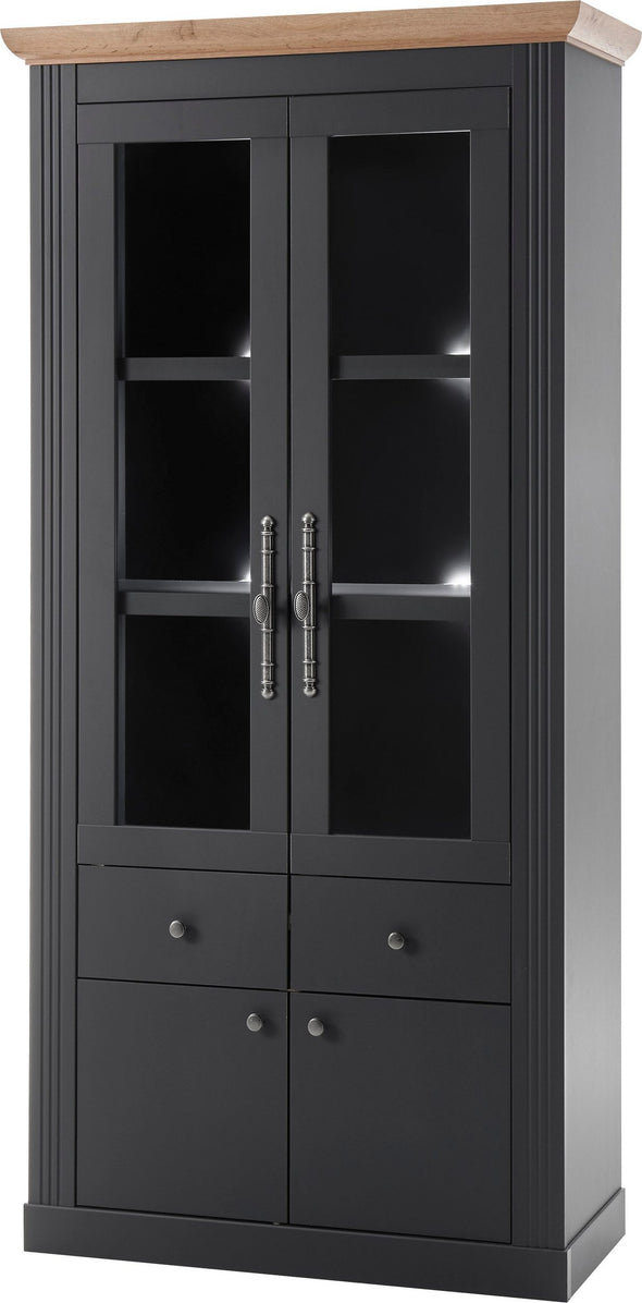 Vitrina »Westminster« gri inchis din MDF, 97 cm latime - LunaHome.ro