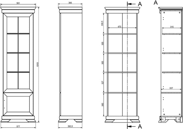 Vitrina alba »Royal« cu design exclusivist, 58 cm latime - LunaHome.ro