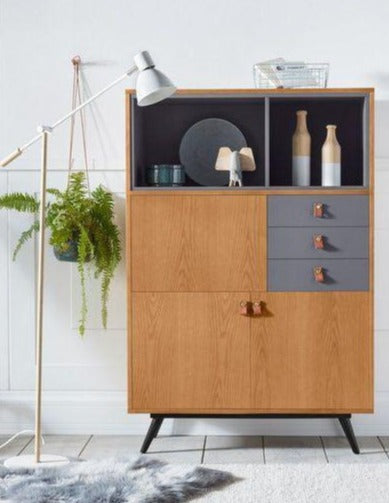 COmoda LEON cu design scandinav, natur cu gri, 100 cm latime - LunaHome.ro