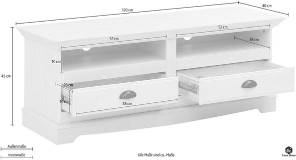 Comodă TV albă Eva 120 cm