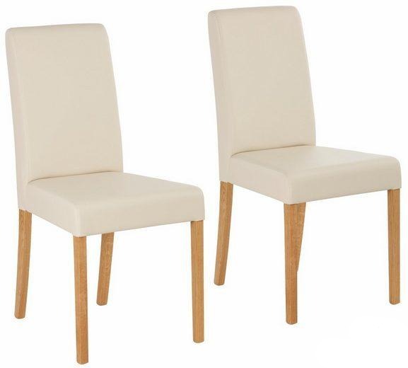 Set 2 scaune bej imitatie de piele Bologna