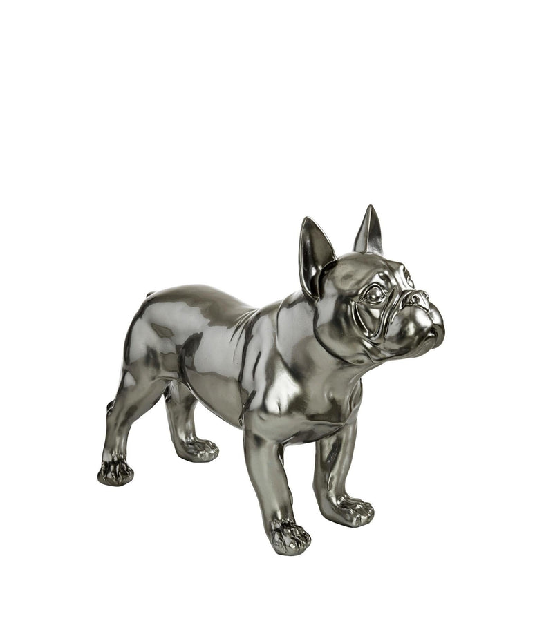 Figurină buldog gri argintiu