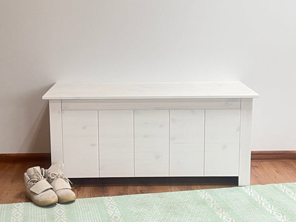 Banca »Bertram« din lemn de pin alb rustic, 46 cm inaltime - LunaHome.ro