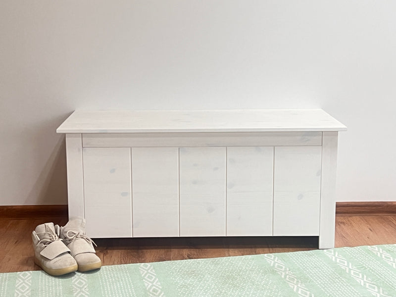 Banca »Bertram« din lemn de pin alb rustic, 46 cm inaltime - LunaHome.ro