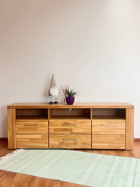 Comoda TV Woltra »Celle« cu fronturi din lemn de stejar, 160 cm latime - LunaHome.ro