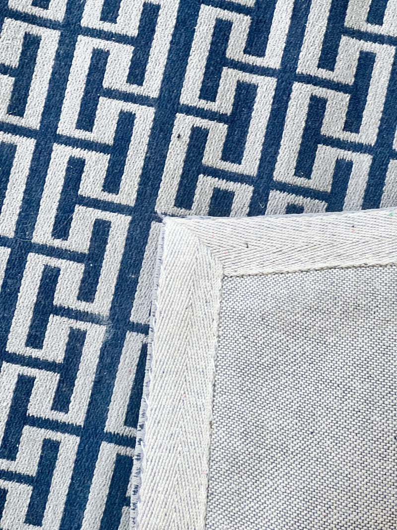Covor traversa »Andas« cu tesatura plata, geometric albastru - LunaHome.ro
