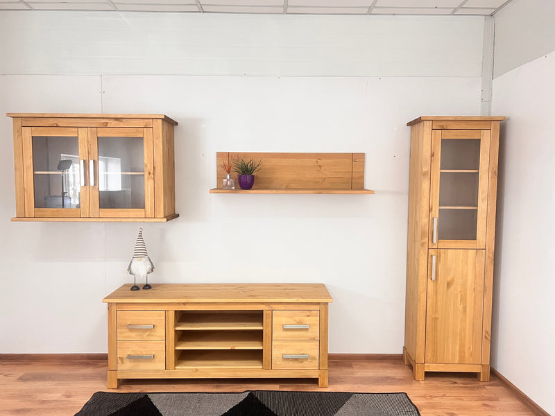Set living Theona din lemn masiv de pin natur, 4 piese - LunaHome.ro