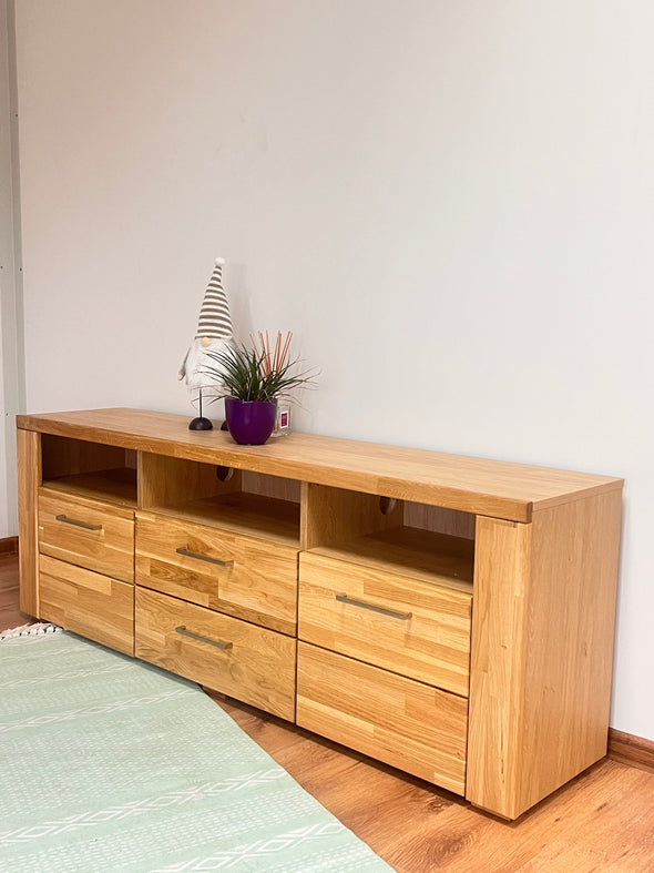Comoda TV Woltra »Celle« cu fronturi din lemn de stejar, 160 cm latime - LunaHome.ro