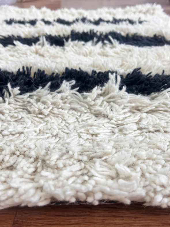 Covor din lana naturala LeGer cu aspect Boho crem 60x90 cm - LunaHome.ro
