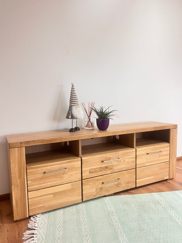 Comoda TV Woltra »Celle« cu fronturi din lemn de stejar, 160 cm latime - LunaHome.ro