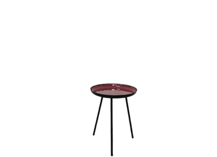 Masuta rotunda din metal, negru cu visiniu, 28 cm diametru - LunaHome.ro