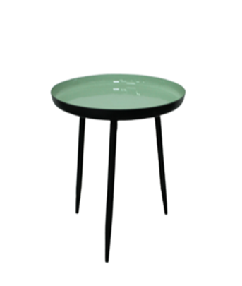 Masuta rotunda din metal, negru si turcoise, 36 cm - LunaHome.ro