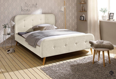 Pat tapițat crem Amrum 140/200 cm